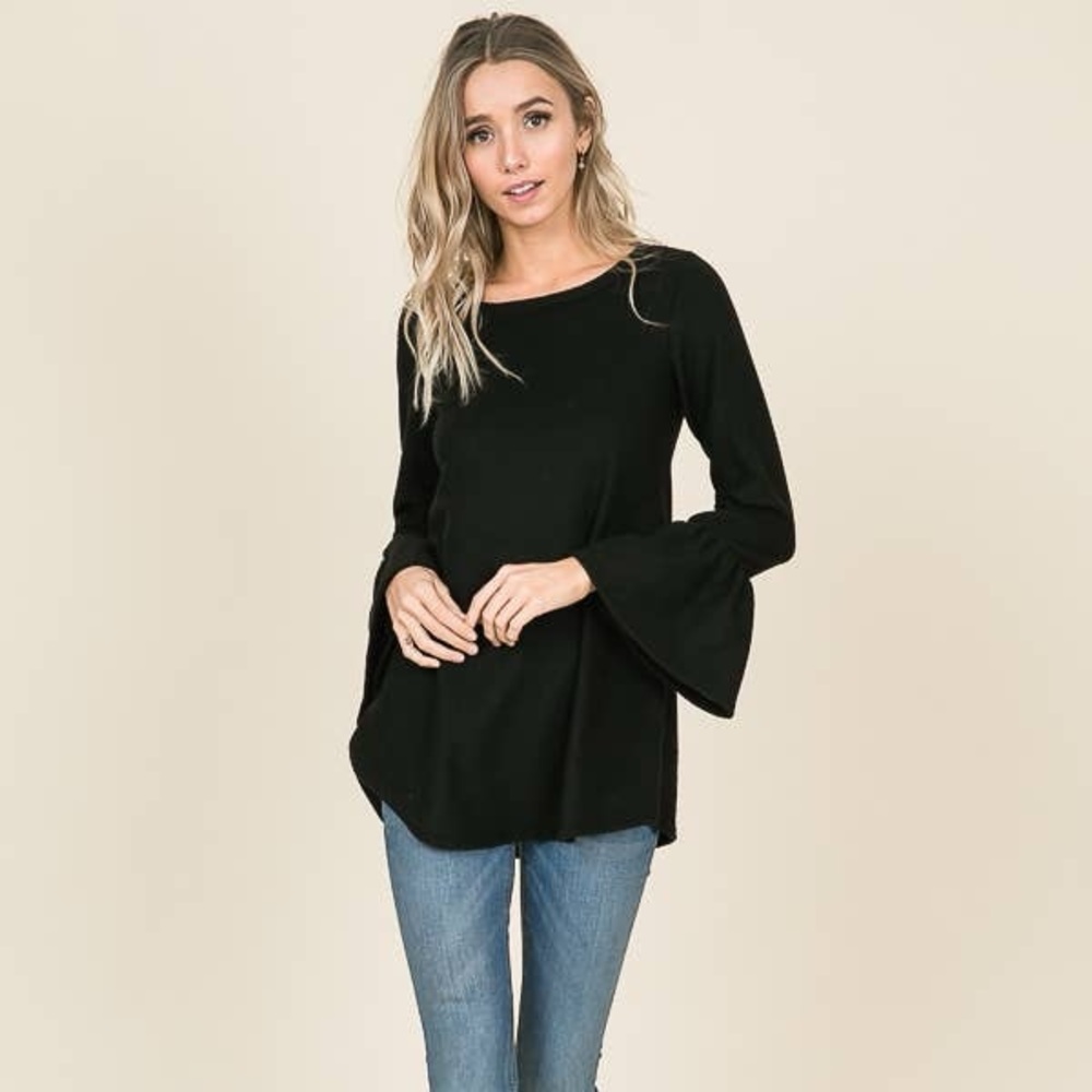 Brushed Knit Bell Sleeve Top